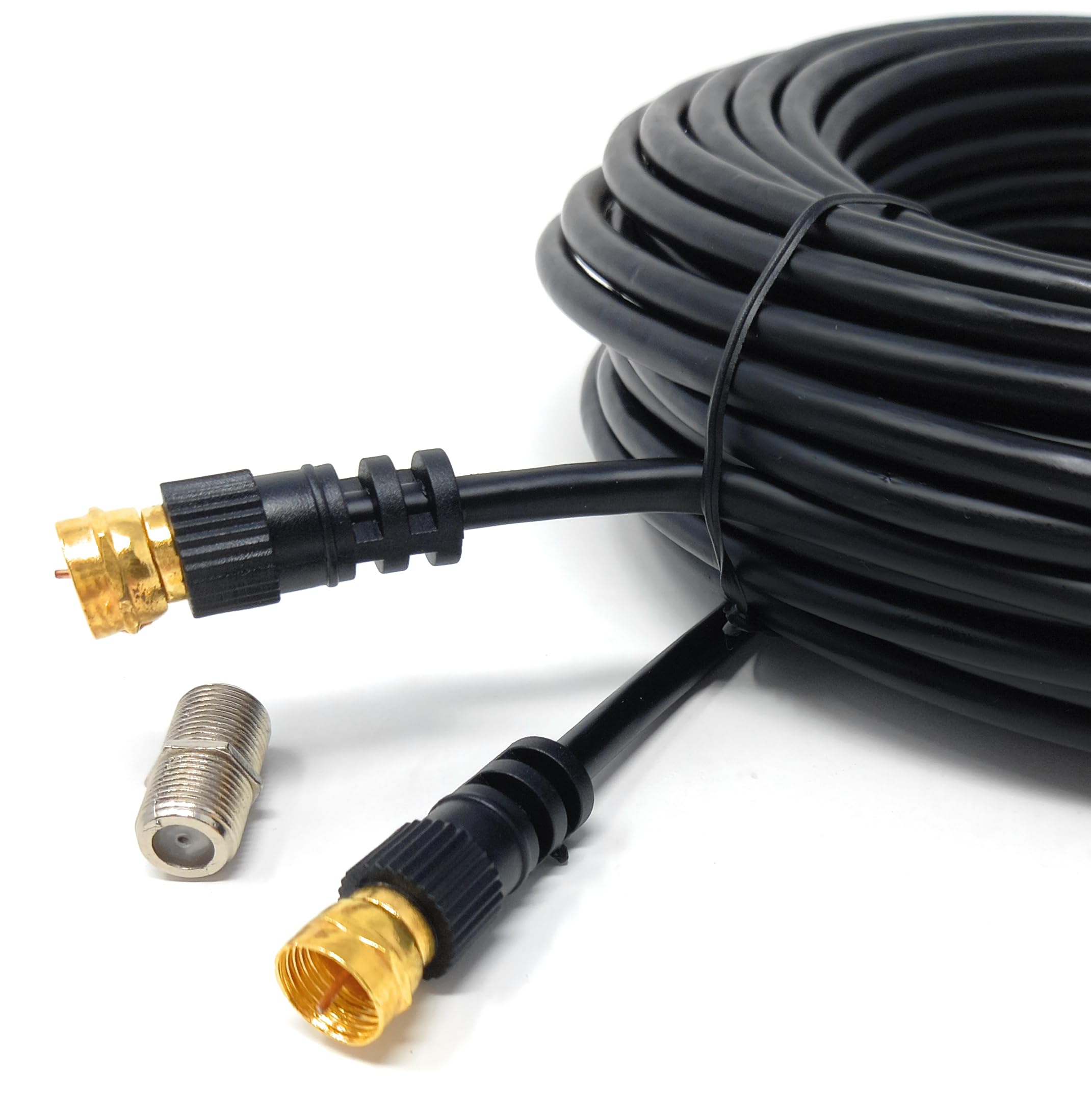 DRUT F-Type Connector TV RG6 Cable With (F-Type Female Coupler) Compatible With STB, Dish TV, Satellite, Antenna Coax Cable Lead