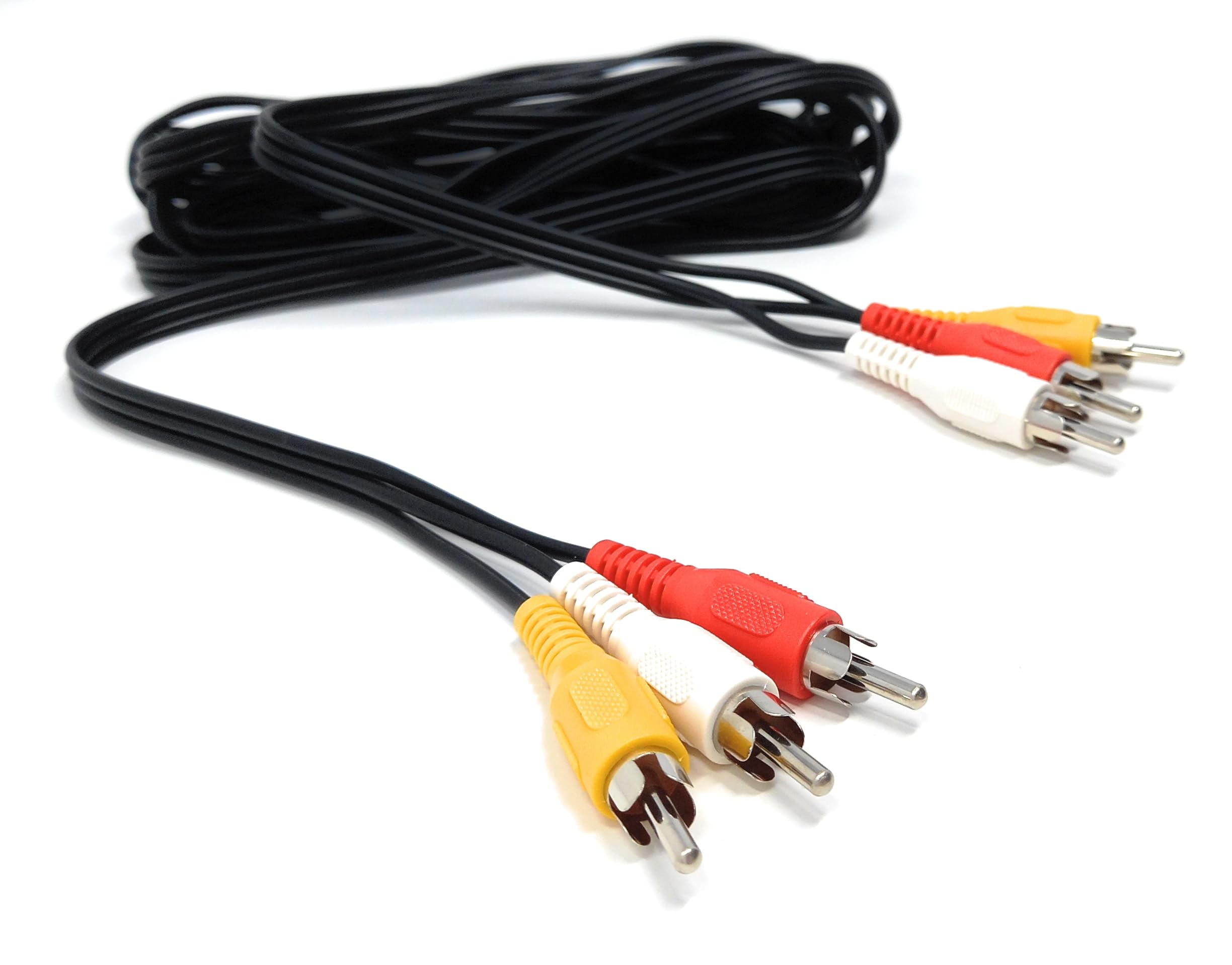 DRUT Triple 3 x RCA to RCA Phono Plugs to Plugs Composite, Audio Video Male to Male Cable Lead Nickel Contacts