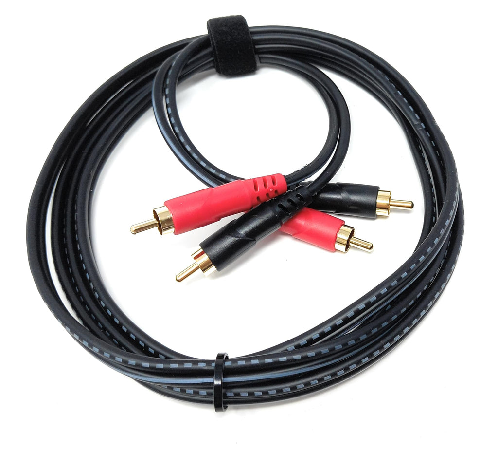 DRUT 2 x RCA Audio Cable – Stereo Male to Male Lead with Gold-Plated Plugs for Amplifier, Active Speakers, Subwoofer, Turntable, HiFi & Home Audio Systems