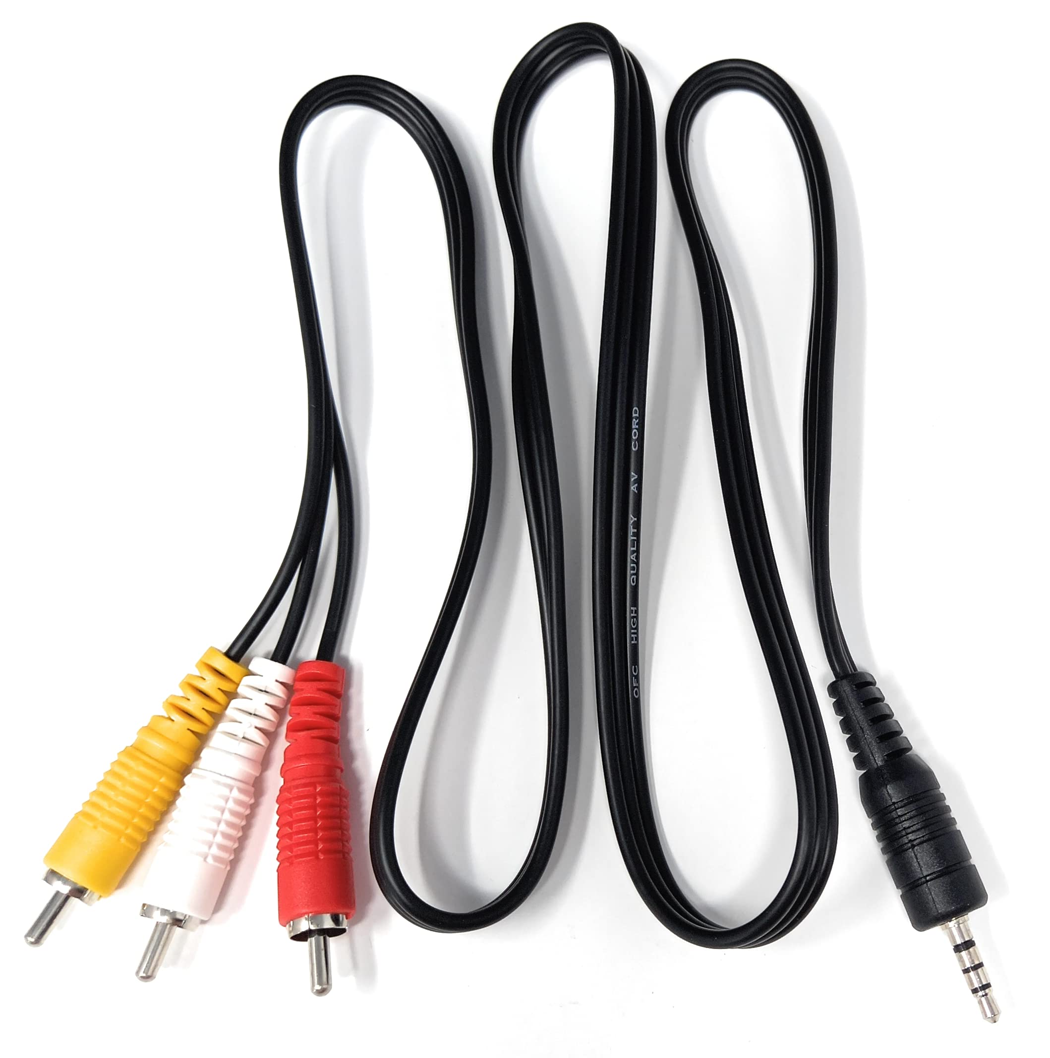 DRUT 3.5mm 4 Pole Jack Plug to 3 x RCA Phono Composite Audio Video AV AUX Lead Cable