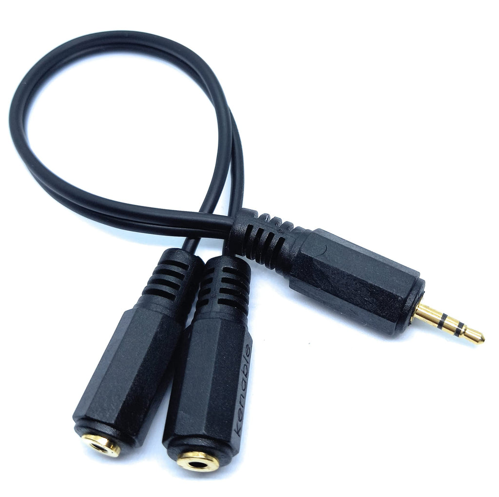 DRUT 2.5mm Jack to Twin 2.5mm Socket, Stereo Cable Splitter Adapter, Male to x 2 Female