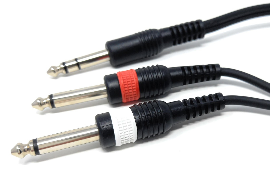 DRUT 6.35mm Stereo Jack to Twin 6.35mm Mono Jacks Male to Male TRS Cable