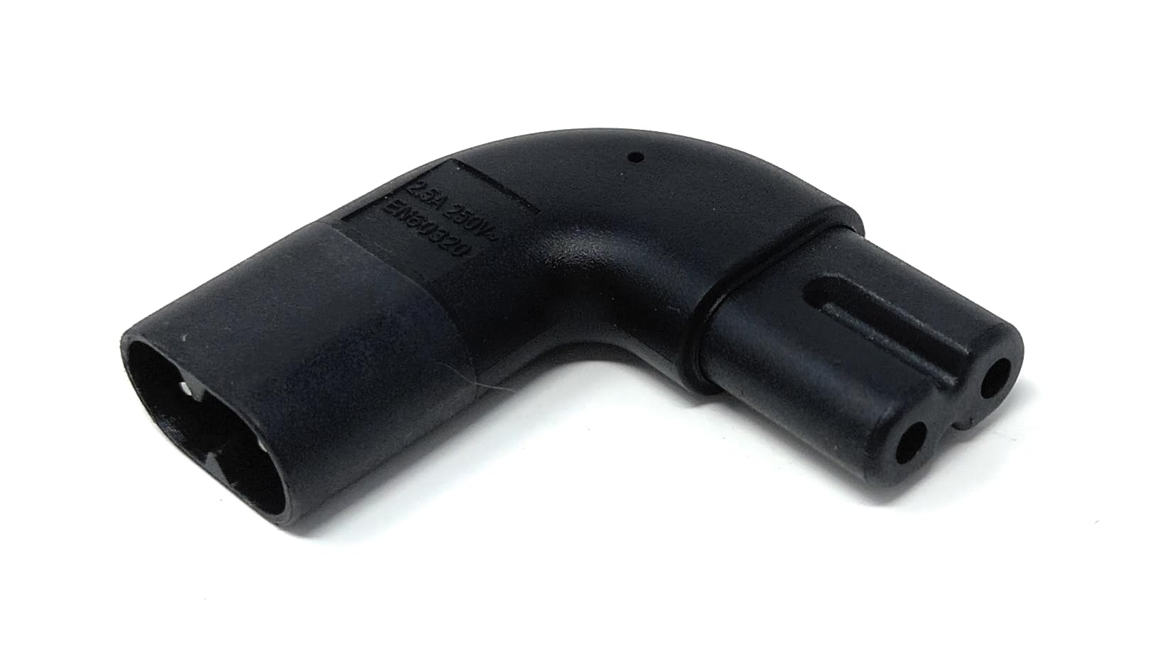 Figure 8 C7 Right Angle Adapter 90° Horizontal Plug to Socket, 2.5A Power Connector for TV, Audio & Small Appliances