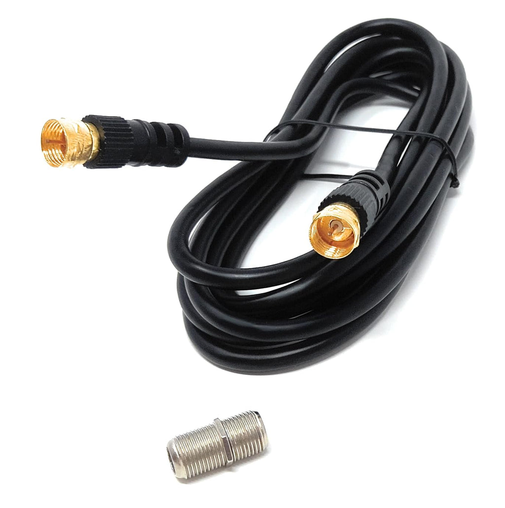 DRUT F-Type Connector TV RG6 Cable With (F-Type Female Coupler) Compatible With STB, Dish TV, Satellite, Antenna Coax Cable Lead