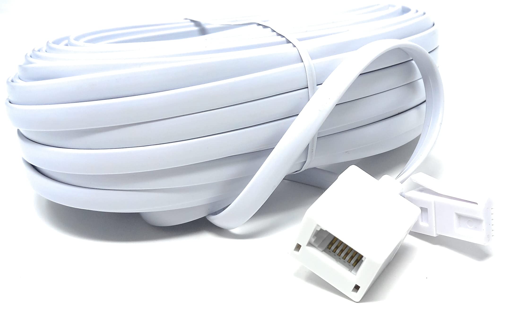 DRUT BT Telephone Flat Extension Cable (631a) 28AWG Lead Wire, 6 Pin Core, BT Male to BT Female, Jack to Socket