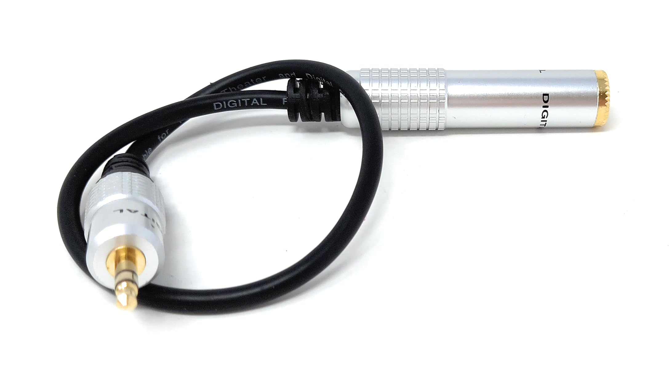 DRUT 6.35mm Female to 3.5mm Male Stereo Audio Adapter Cable – 1ft (30cm) Jack to Mini Jack Converter for Headphones, Amps, Guitars, and Audio Devices