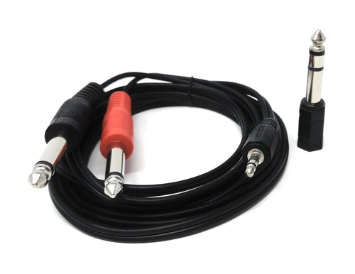 3.5mm Stereo Jack to Dual 6.35mm Mono Jack Cable – 2m Audio Splitter Lead with 3.5mm Socket to 6.35mm Stereo Jack Adapter – For Smartphones, Tablets, Mixers, Amps, Keyboards & Recording Equipment