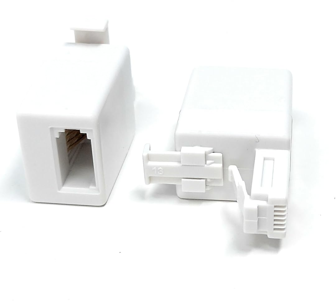 DRUT RJ11 4 Wire Male Jack to BT Socket Female Cable Adapter, Landline Telephone Converter Extender 6P4C