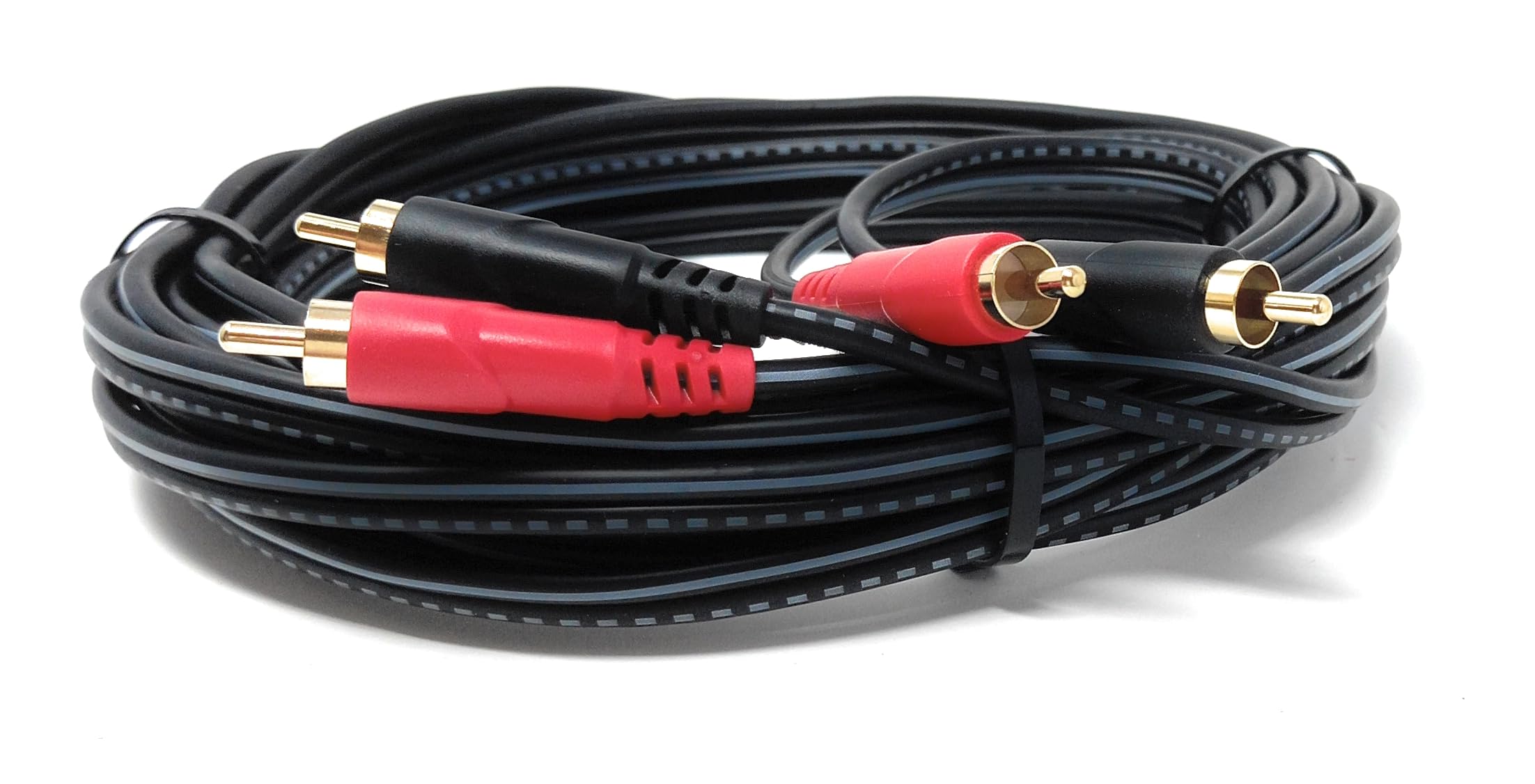DRUT 2 x RCA Audio Cable – Stereo Male to Male Lead with Gold-Plated Plugs for Amplifier, Active Speakers, Subwoofer, Turntable, HiFi & Home Audio Systems