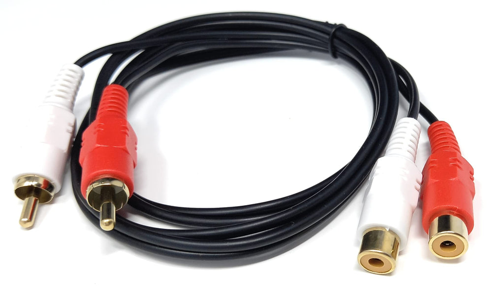 DRUT Twin 2 x RCA to RCA Phono Audio Extension Lead Male to Female Cable