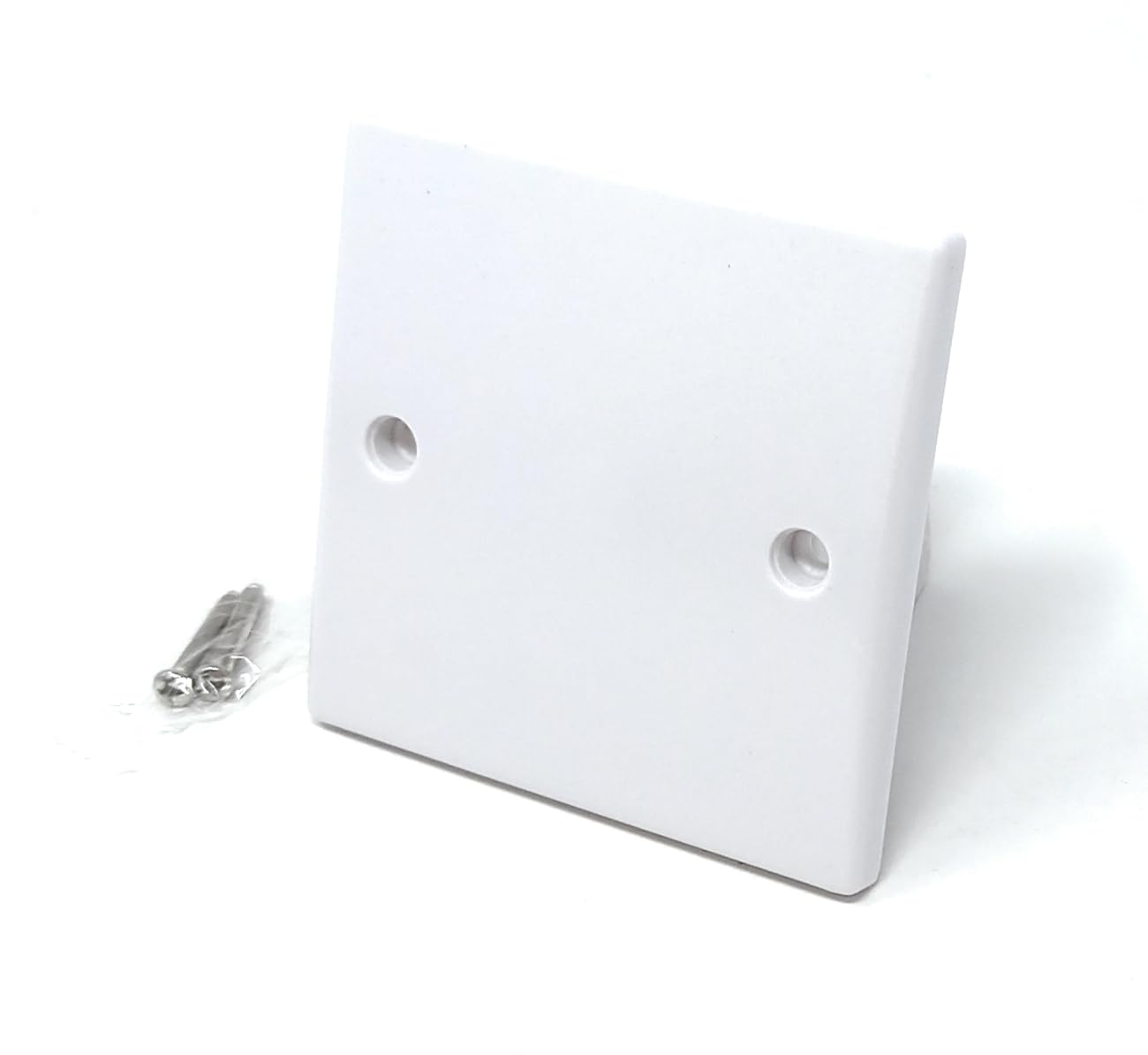1-Gang Rounded Edge Blanking Plate – White Plastic Cover for Electrical Socket Back Box – Includes Screws, Flush Fit, Clean Finish