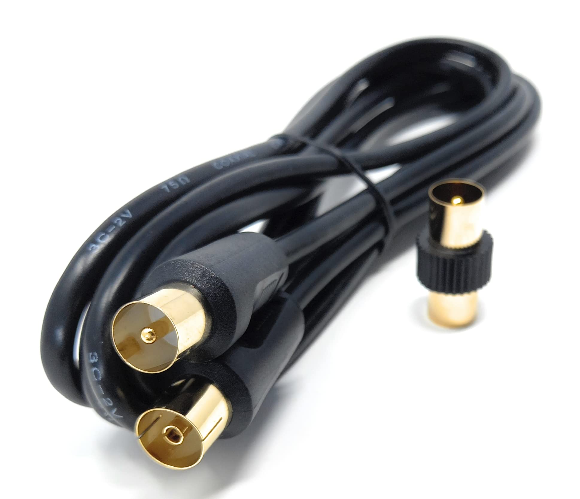 DRUT TV Male to Female Extension Coax Cable, Supplied With a Male to Male Coupler Adapter, Gold Connectors