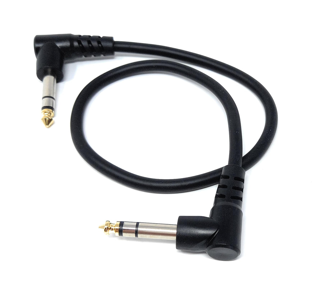 6.35mm 1/4" TRS Stereo Jack to Jack Plug, Dual Right Angle Patch Cable Lead for Headphones Amplifiers, Music Instruments, Live Events, DJ