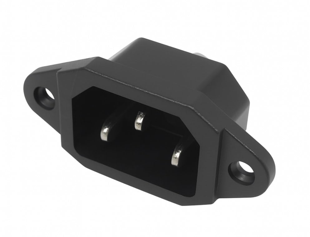 IEC C14 3-Pin Panel Mount Plug, 10A 250V Chassis Inlet Power Connector, AC Socket with 6.35mm Tabs for Electronics, Power Supplies