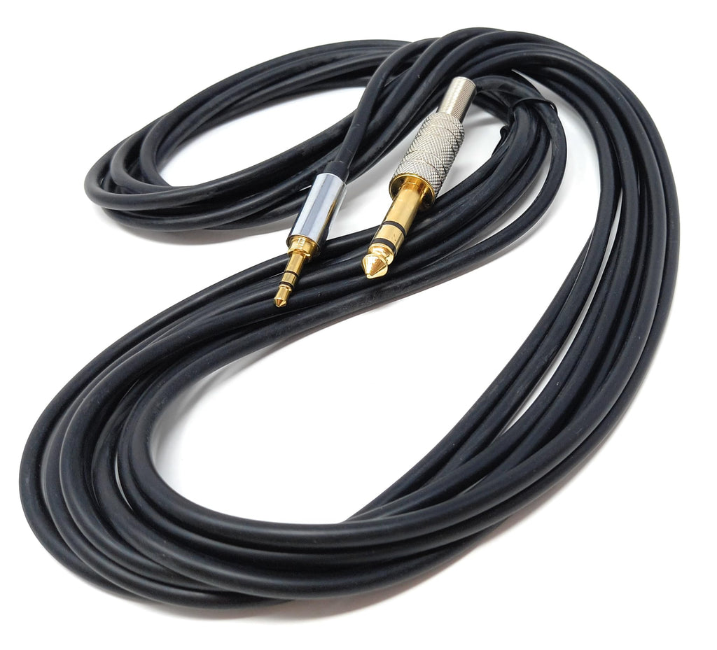 DRUT 5m 3.5mm Stereo Jack Plug to 6.35mm Stereo Jack Plug Balanced AUX Cable for Professional Audio Equipment, Mixers, Amplifiers, Headphones 16.5ft