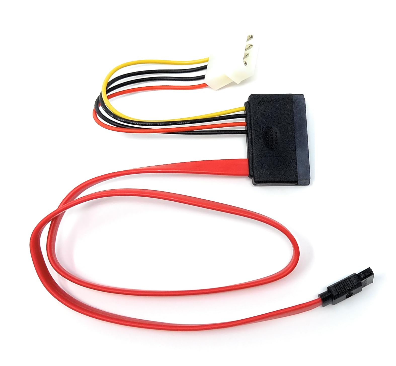 SATA to Molex Combo Cable - 7-Pin SATA Data, 15-Pin SATA Power, 4-Pin Molex Connector for Hard Drives