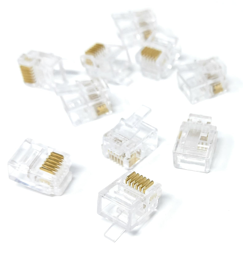 DRUT 10pcs. RJ12 (RJ11) 6p6c Crimps Plug Ends ADSL VDSL Telephone Cable Connectors Plugs 6Pin, 6 Position 6 Conductor