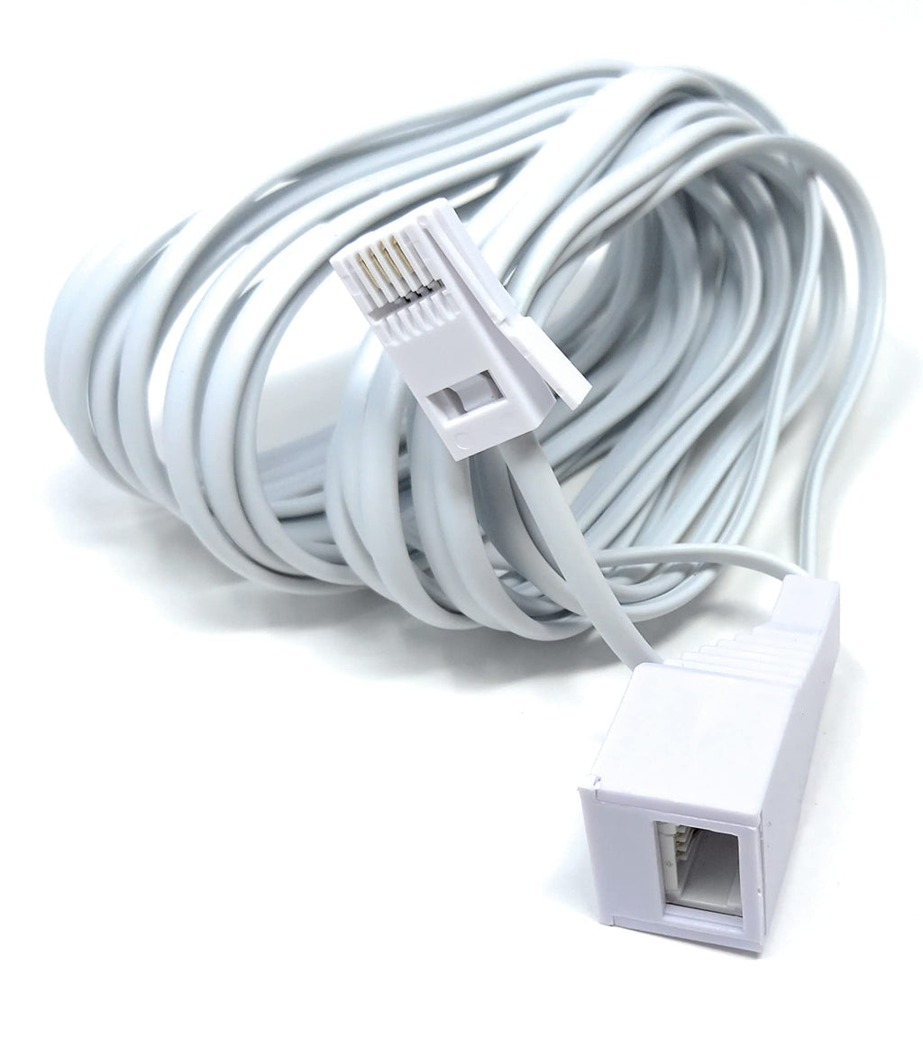 DRUT BT Extension Telephone Line Cable 431A, BT Male to Female Socket, 4 Wire, Flat Lead