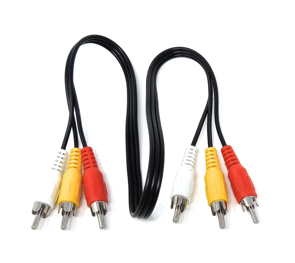 DRUT Triple 3 x RCA to RCA Phono Plugs to Plugs Composite, Audio Video Male to Male Cable Lead Nickel Contacts