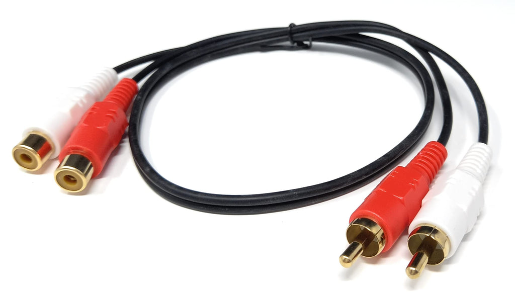 DRUT Twin 2 x RCA to RCA Phono Audio Extension Lead Male to Female Cable
