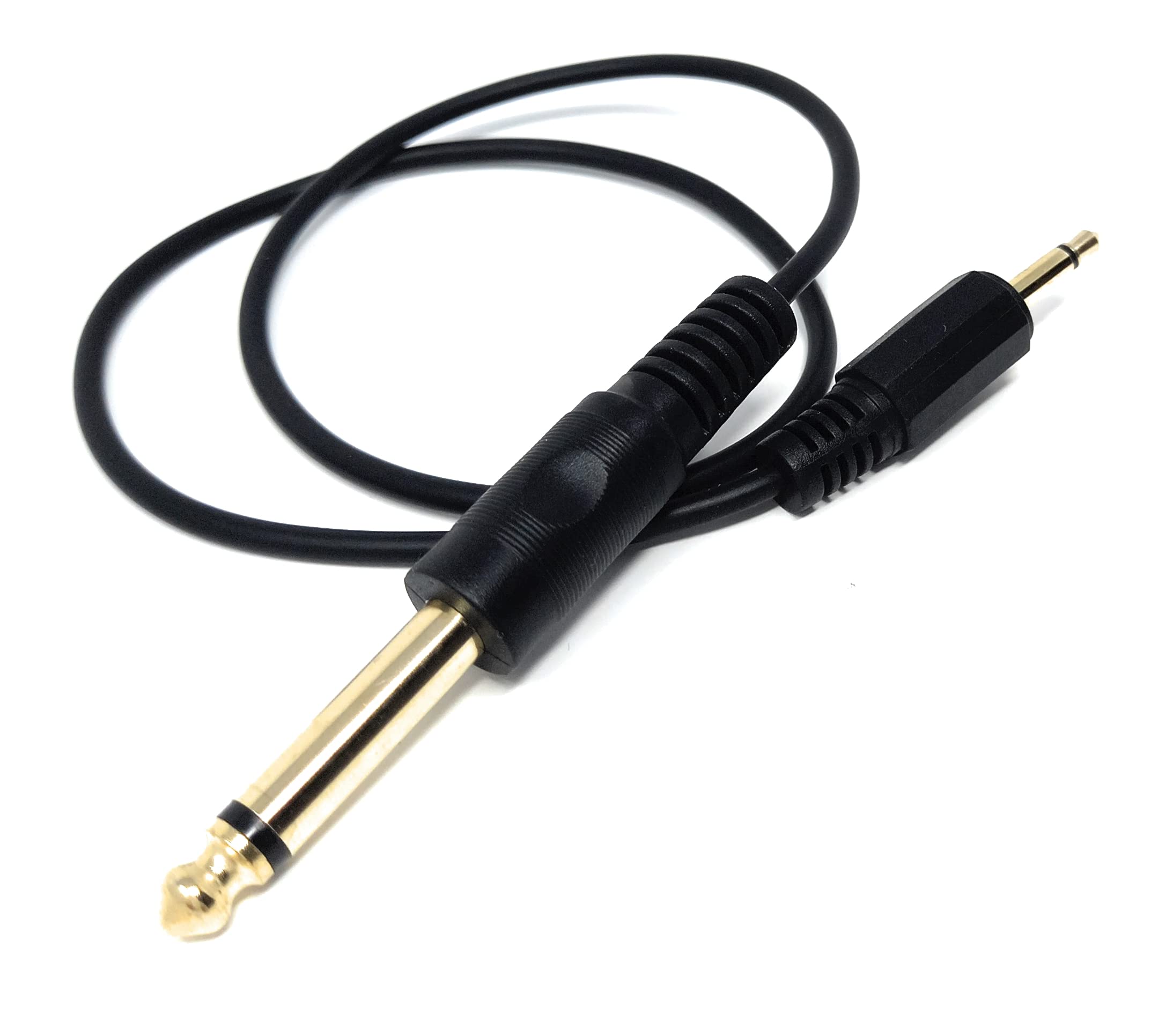 DRUT 3.5mm MONO Jack to 6.35mm MONO Jack Plug Audio TS Coax Cable Lead, Male to Male Gold Flashed Ends
