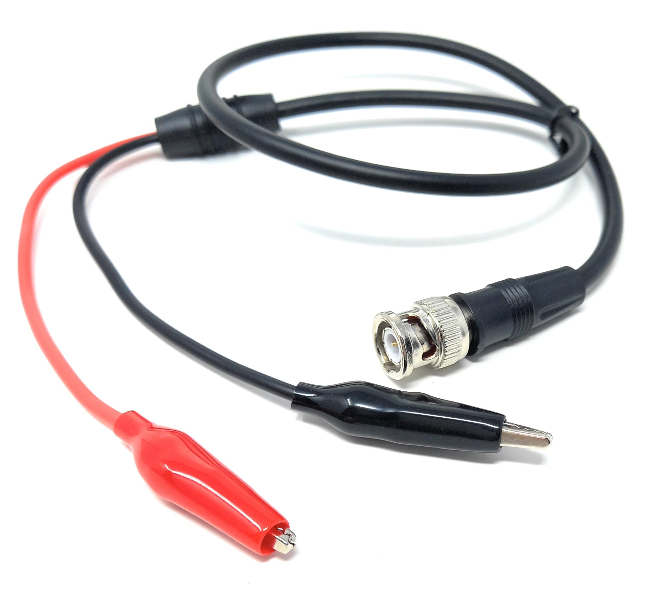 DRUT 50cm BNC Male Plug to Dual Crocodile Clip Test Cable – Oscilloscope Probe Lead for Electrical Testing and Signal Analysis
