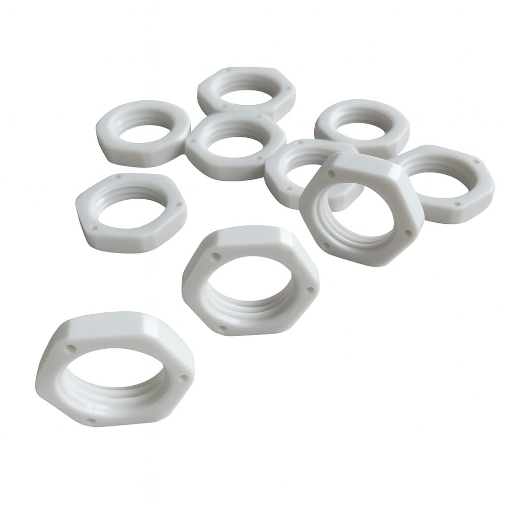 M16 16mm Nylon Locknut (Polyamide), Lightweight Durable Metric Hex Locking Nuts, Corrosion-Resistant Anti-Loosening Fasteners for Automotive, Electrical & DIY Use, Pack of 10