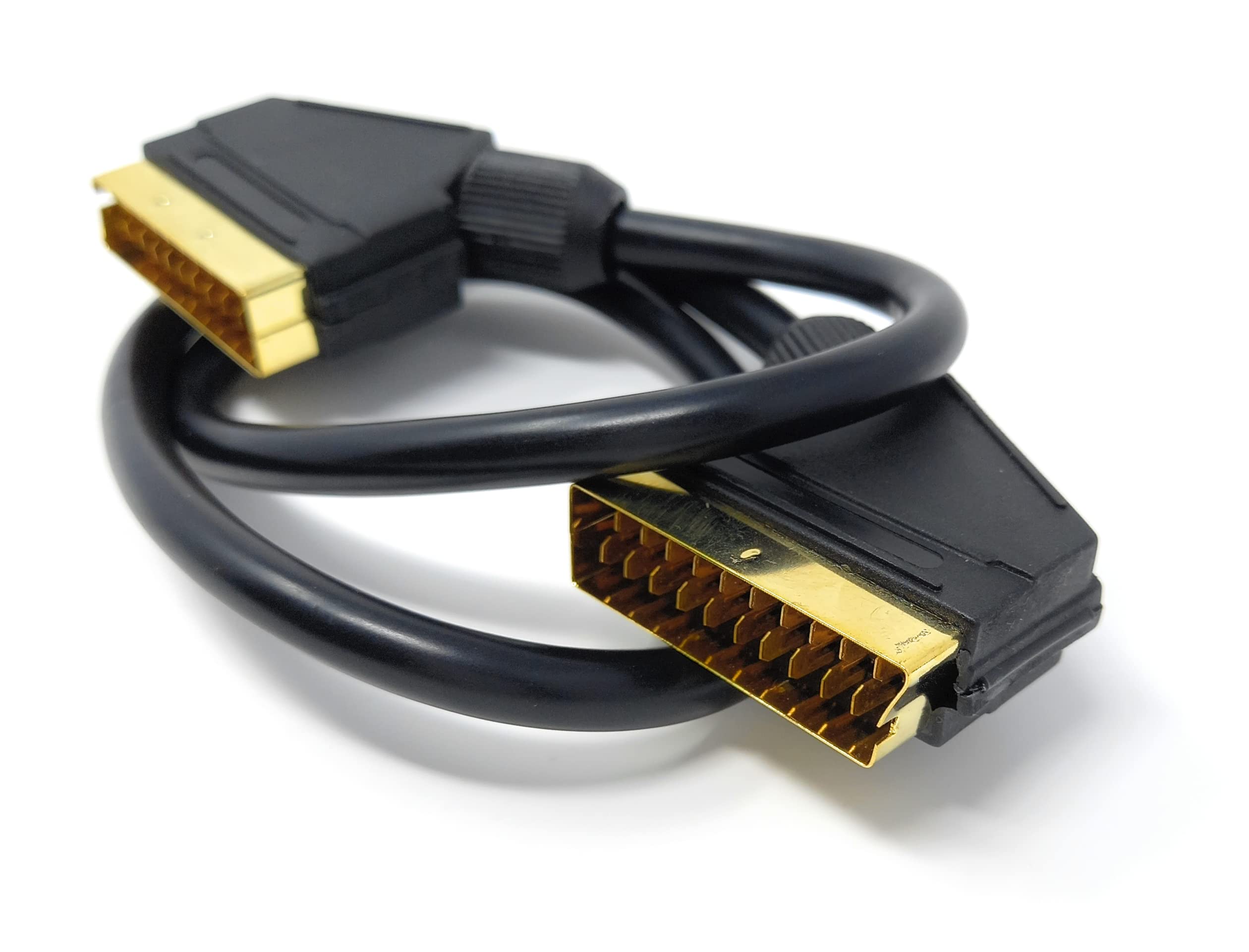 DRUT Scart to Scart Cable Lead, 21 Pin Male to Male (Plug to Plug) RGB Cord for TV, VCR, DVD Player Gold Plated