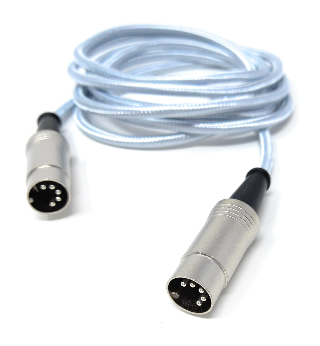 DRUT MIDI 5 Pin DIN Braided Screened Shielded Fully Wired Cable Lead for Midi Audio Equipment, White
