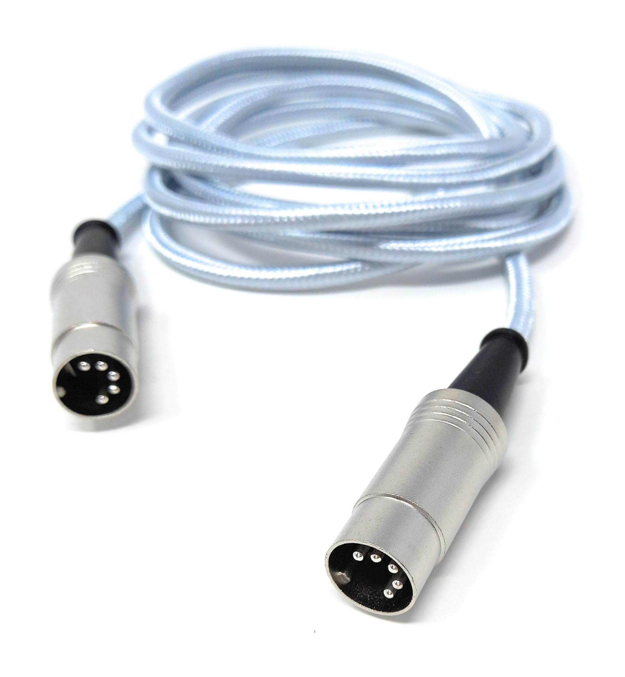 DRUT MIDI 5 Pin DIN Braided Screened Shielded Fully Wired Cable Lead for Midi Audio Equipment, White