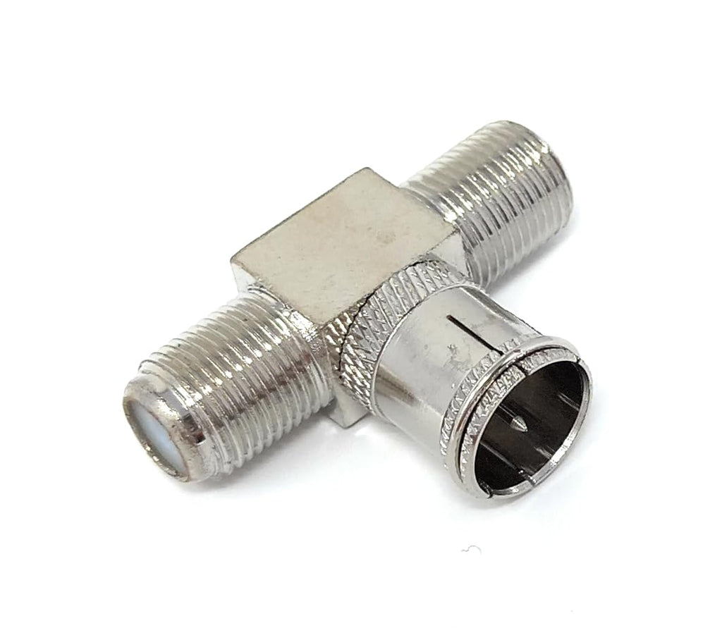 DRUT F Type Push On Male Plug to 2 x Female Screw on Sockets Adapter Antenna Cable Splitter
