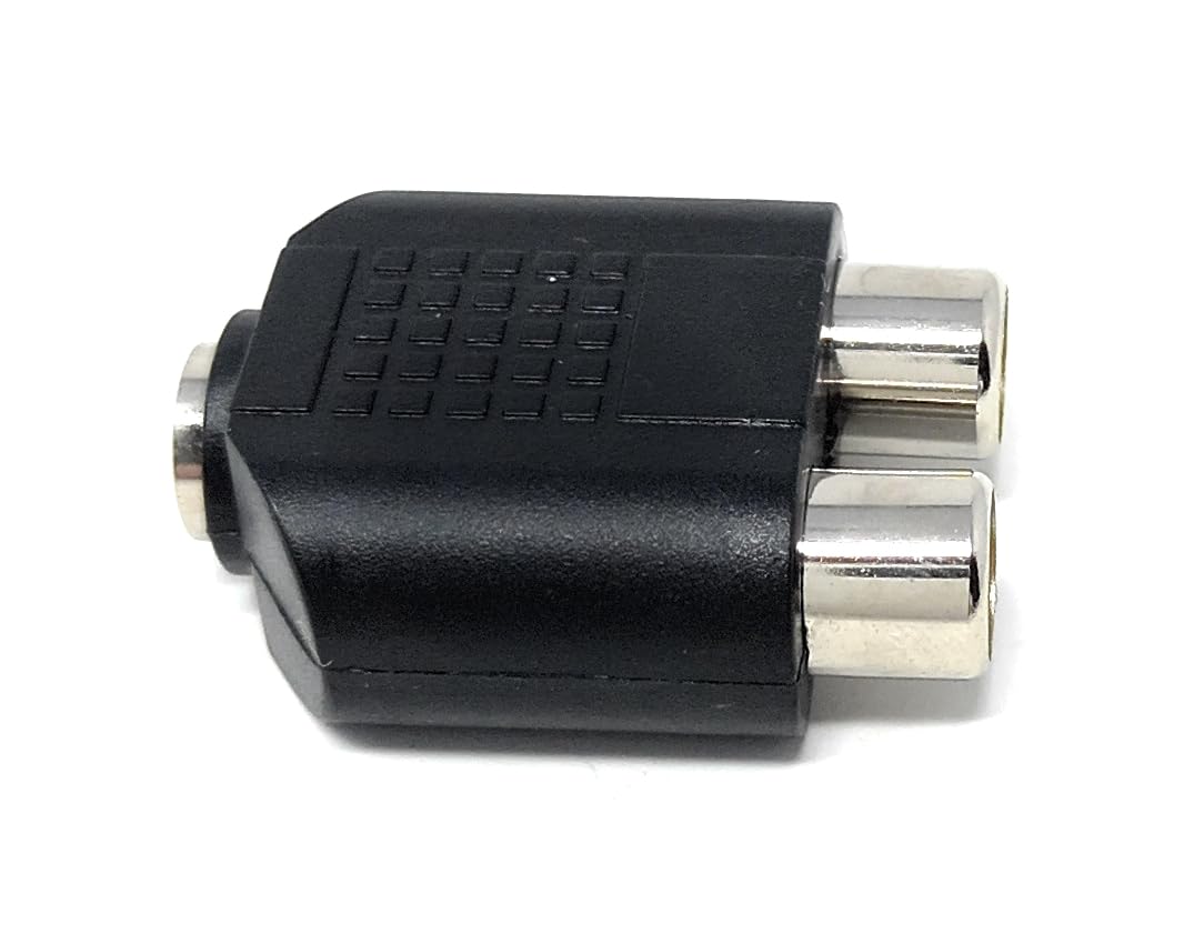 DRUT 3.5mm Female to 2 RCA Female Socket Stereo Audio Adapter for Headphones, Speakers, or Audio Devices