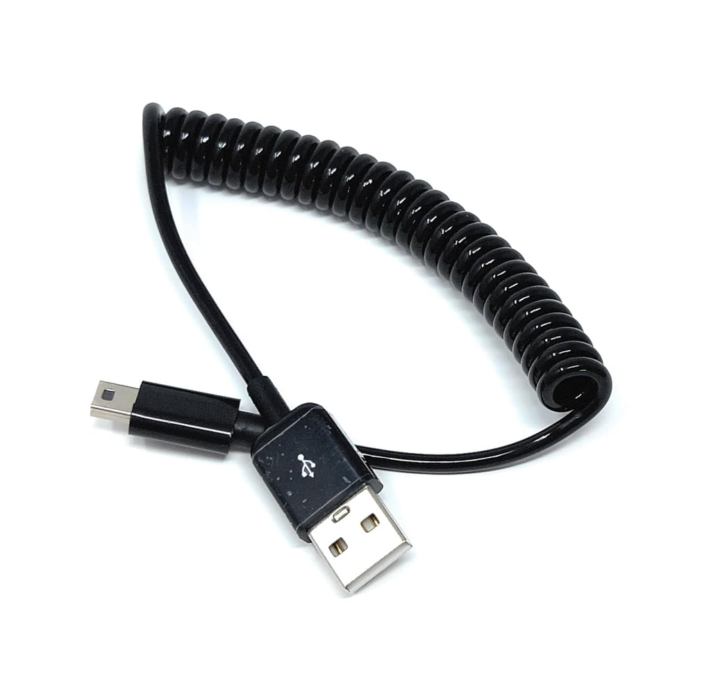 DRUT Coiled Mini USB Cable (25cm to 80cm) – Spring USB 2.0 to Mini USB Charging & Sync Cable Compatible with Cameras, MP3 Players, GPS Devices