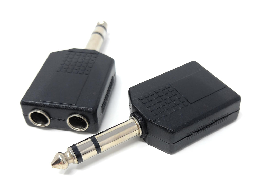 DRUT 6.35mm 1/4 inch Stereo Jack Splitter Cable Adapter Lead 1 x Plug to 2 x Sockets, Male to Female