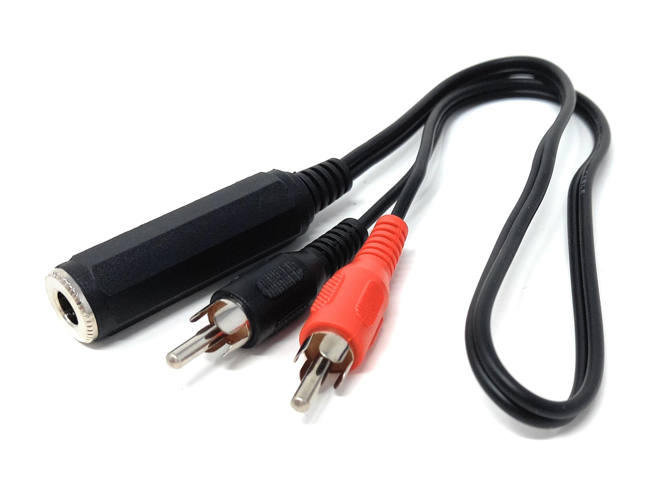 DRUT 50cm 6.35mm Stereo Jack Socket to Twin RCA Phono Plug Cable, 1/4 Inch TRS Female to 2 RCA Male Audio Splitter Adapter Lead for Mixer, Amplifier, HiFi, Speaker & Recording Equipment