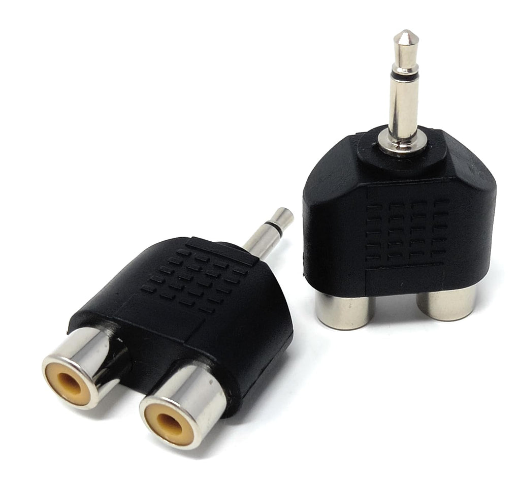 DRUT 3.5mm MONO Jack to 2 x RCA Female Phono Connectors Plugs Audio Video Cable Adapter
