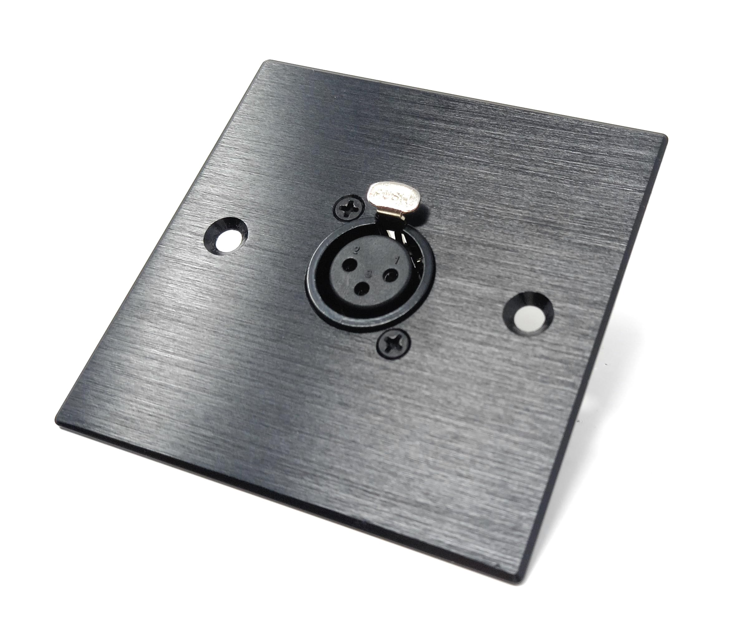 Brushed Aluminium 3-Pin XLR Female Sockets D-Series Wall Faceplate (Soldering Ends) – Durable Metal Plate for Audio, Amplifier, Microphone, Mixer & Speaker Connections – Screws Included