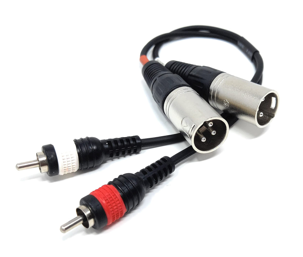 DRUT Twin XLR 3 Pin Plugs to 2 x RCA Phono Plugs Lead Audio Shielded Cable