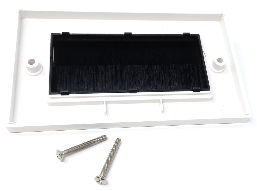 White Brush Plate Faceplate Wall Mounted Installation Tidy Cable Pass Through Insert for Wires and Cable Access
