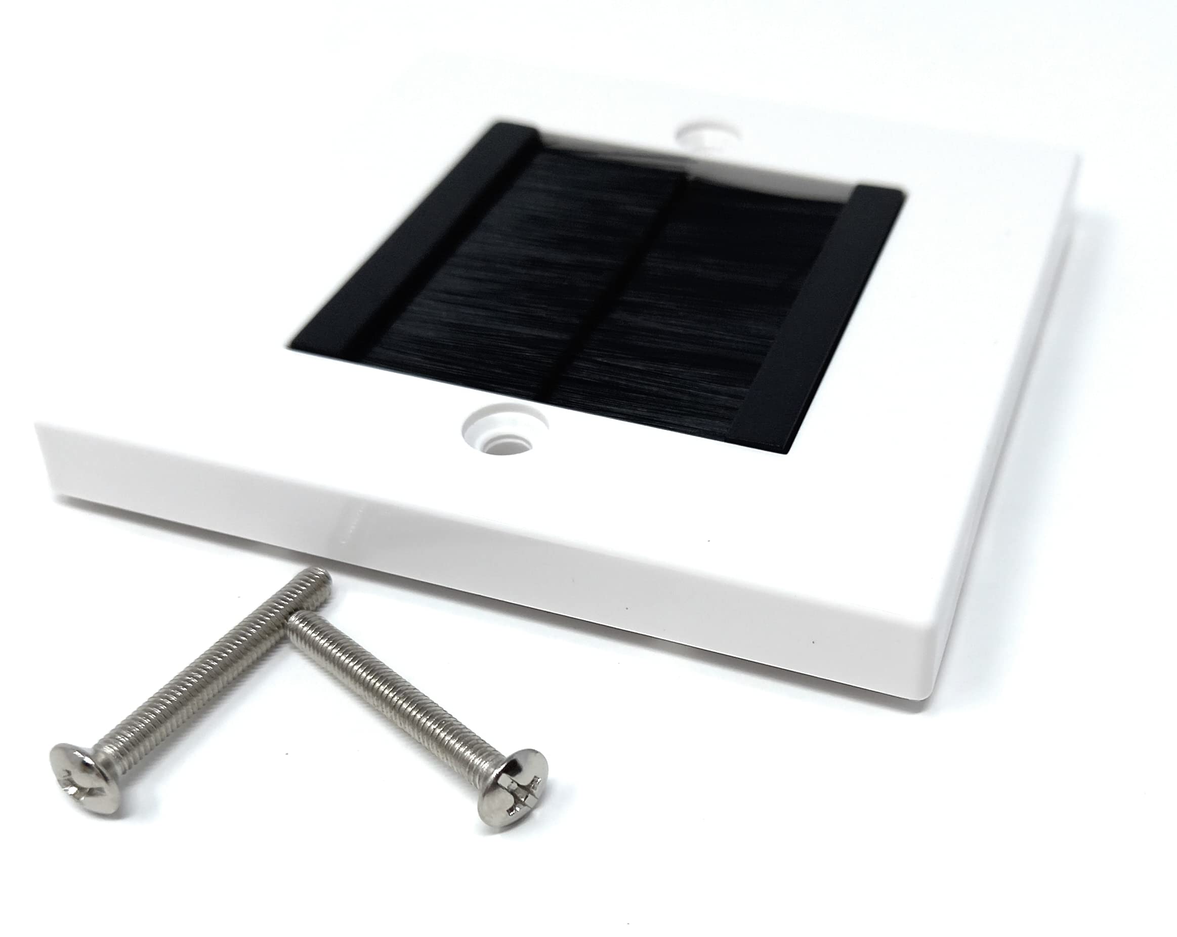 White Brush Plate Faceplate Wall Mounted Installation Tidy Cable Pass Through Insert for Wires and Cable Access