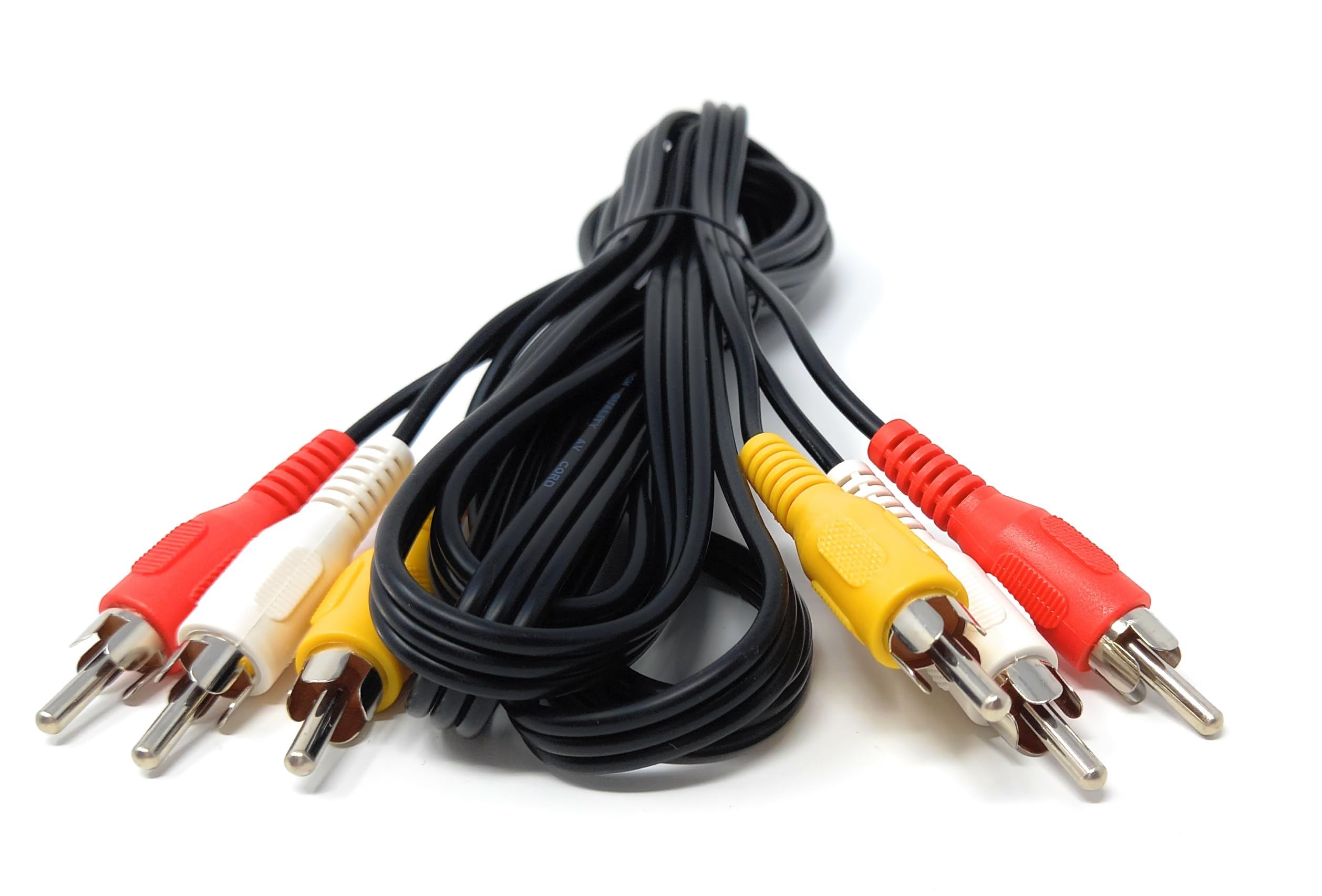 DRUT Triple 3 x RCA to RCA Phono Plugs to Plugs Composite, Audio Video Male to Male Cable Lead Nickel Contacts