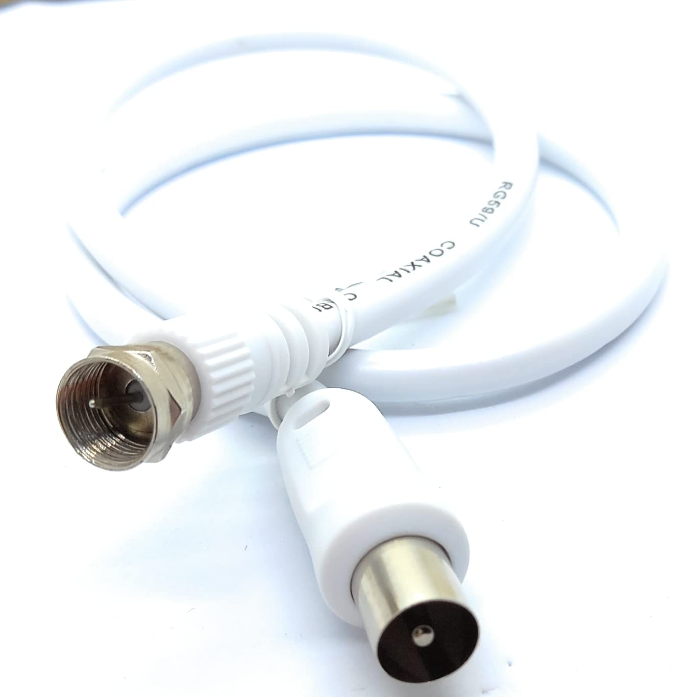DRUT RF TV Aerial Male to F Type Connector Male Plug Coaxial Coax Cable, Lead, 75 Ohm, 3C-2V