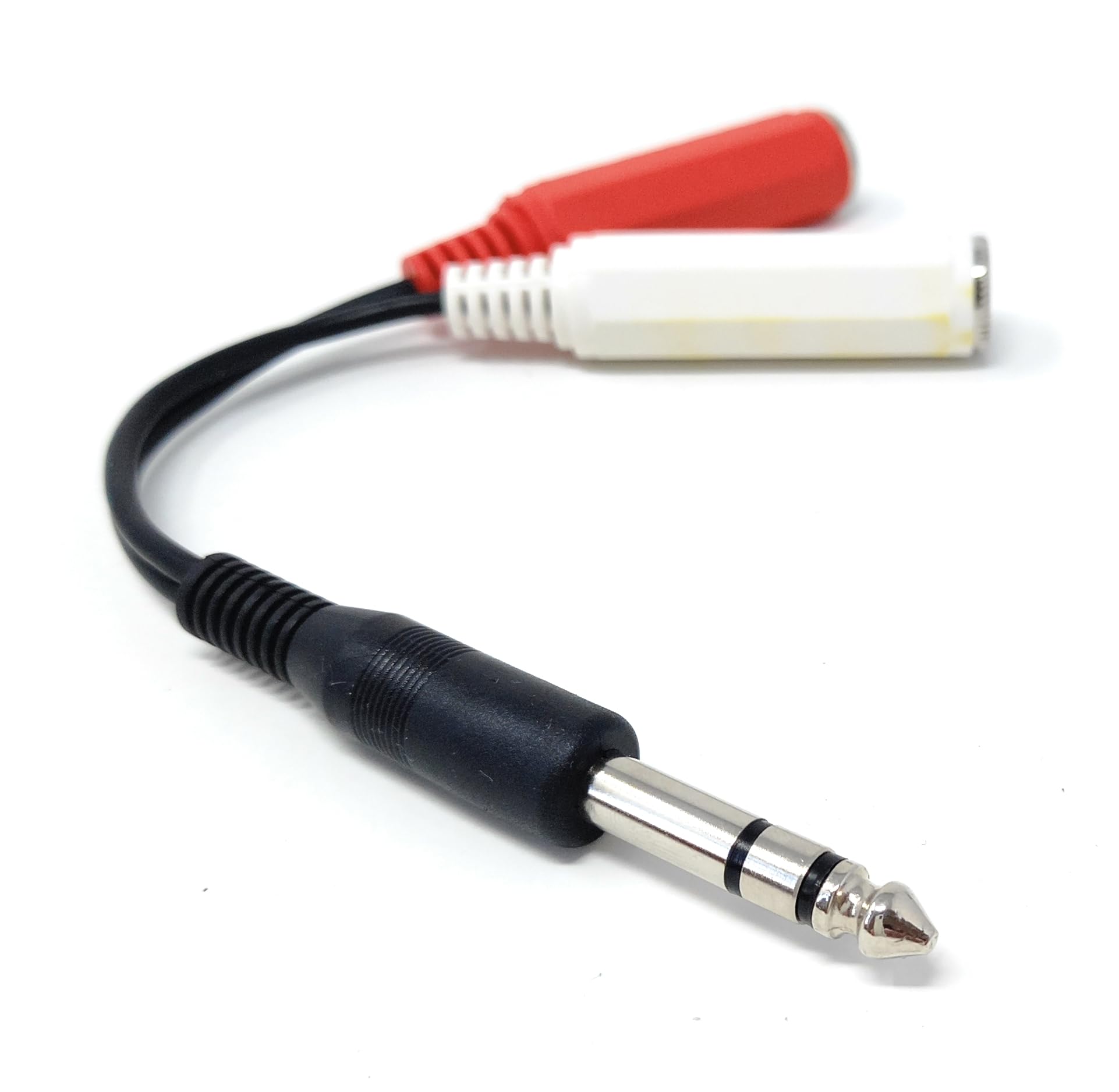 DRUT 6.35mm Stereo Y Splitter Cable, 10cm TRS Male to Dual Female Adapter, 1/4 Inch Audio Splitter for Amps, Mixers