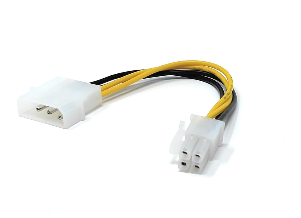 Molex to 4-Pin P4 Power Cable - 4-Pin Square Connector for Motherboards, HDDs, SSDs, and Optical Drives (For PSUs Without P4 Connector)