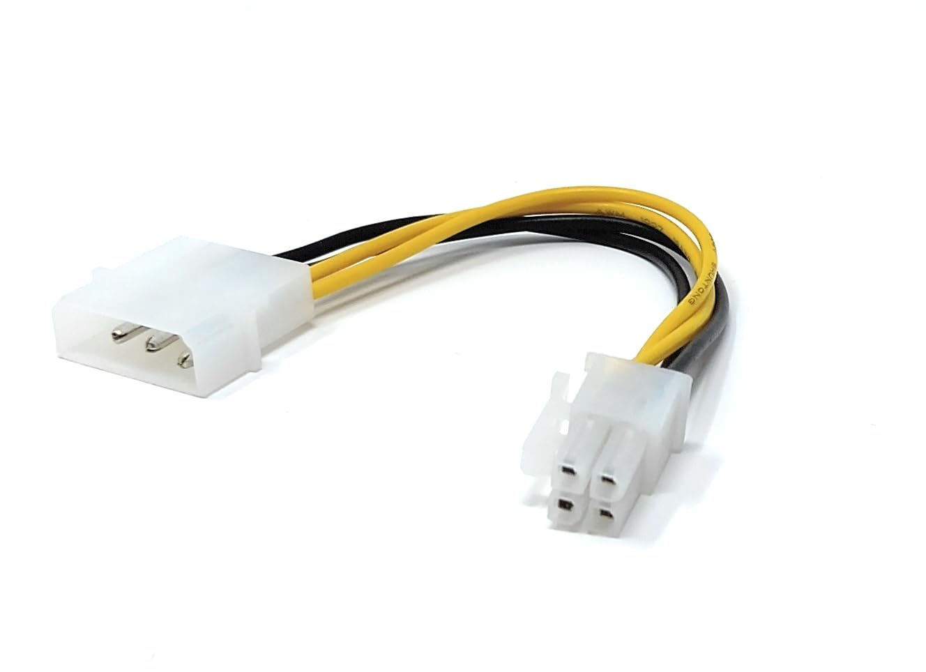 Molex to 4-Pin P4 Power Cable - 4-Pin Square Connector for Motherboards, HDDs, SSDs, and Optical Drives (For PSUs Without P4 Connector)