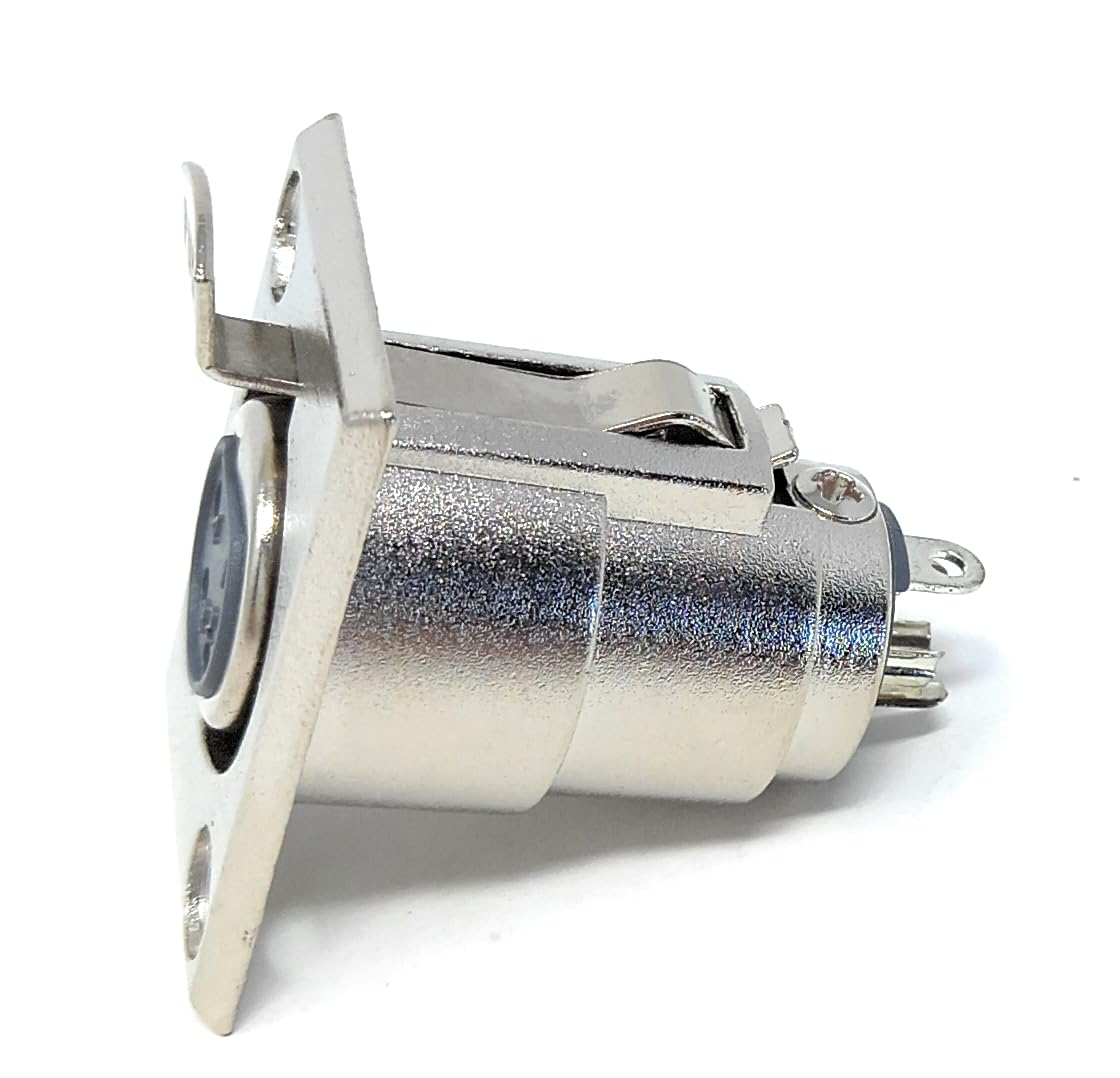 DRUT 4-Pin XLR Male Panel Mount Socket - D-Series Chassis Audio Connector for Microphones, Speakers, and Musical Instruments