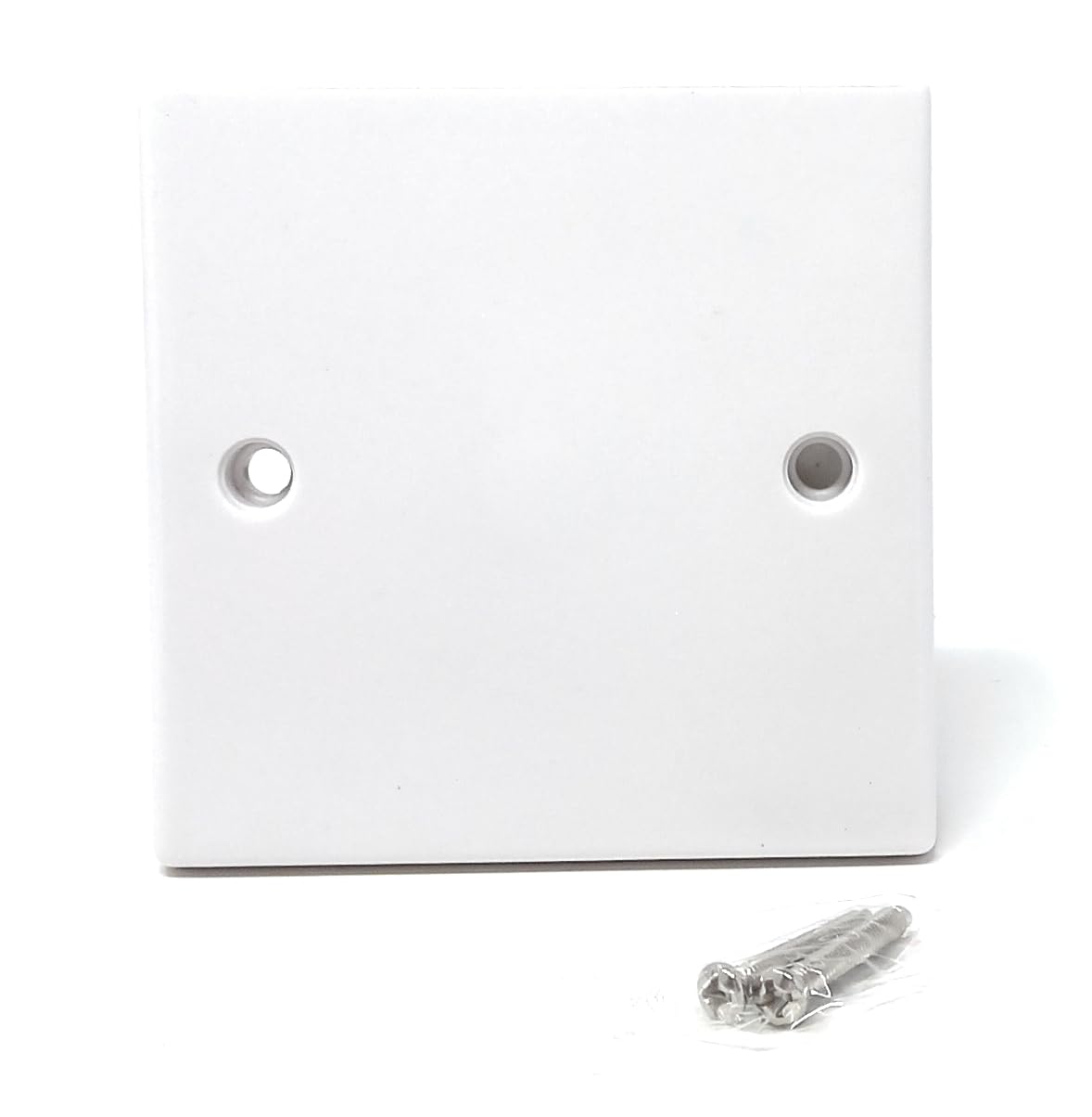 1-Gang Rounded Edge Blanking Plate – White Plastic Cover for Electrical Socket Back Box – Includes Screws, Flush Fit, Clean Finish