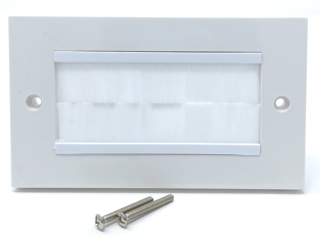 White Brush Plate Faceplate Wall Mounted Installation Tidy Cable Pass Through Insert for Wires and Cable Access