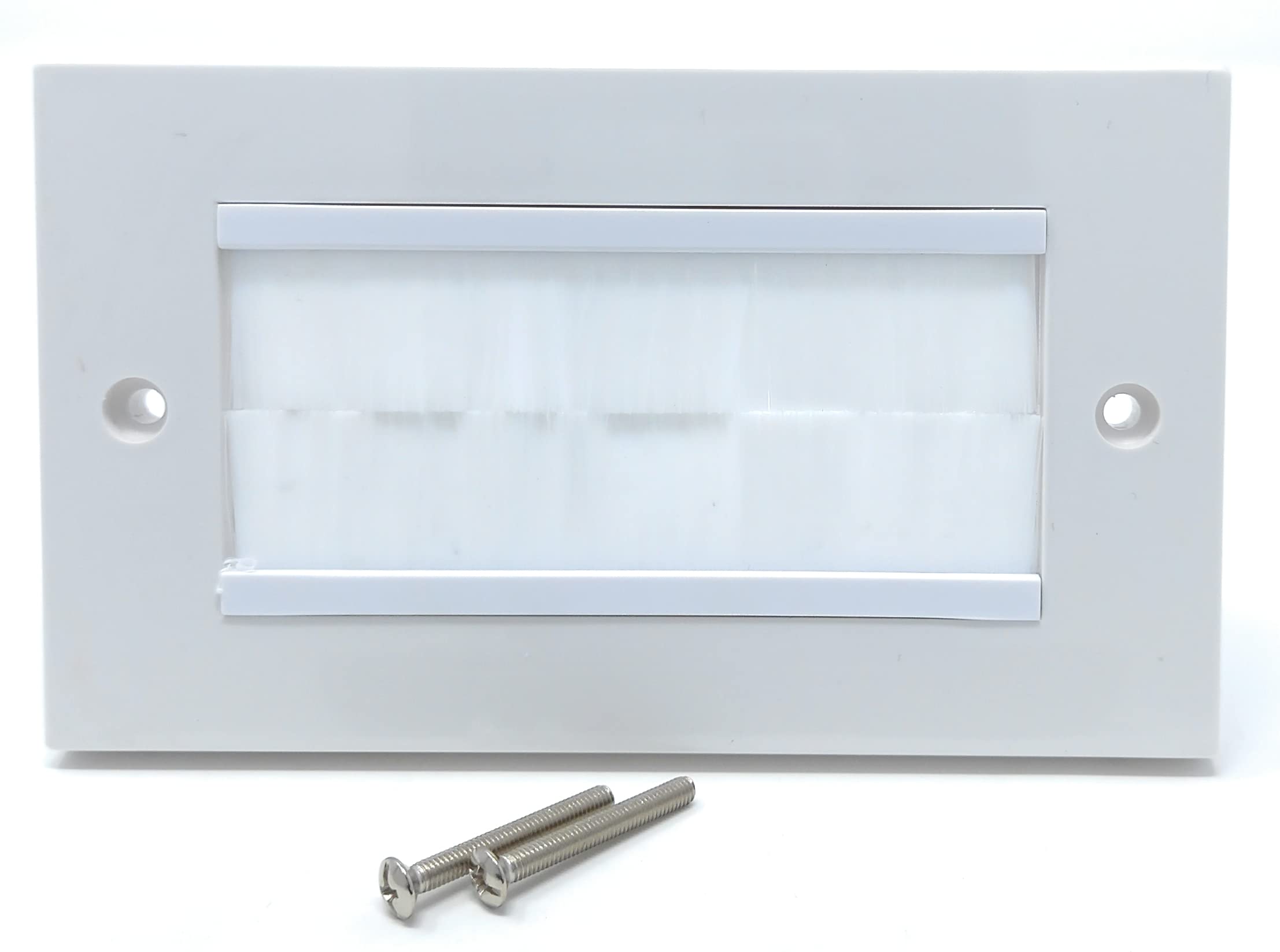 White Brush Plate Faceplate Wall Mounted Installation Tidy Cable Pass Through Insert for Wires and Cable Access