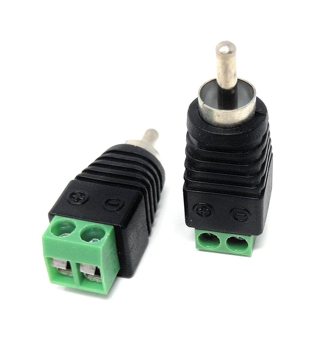 DRUT RCA Male Plug to Screw Terminal Adapter – Phono Audio/Video Connector for CCTV, AV, and Custom Wiring Projects